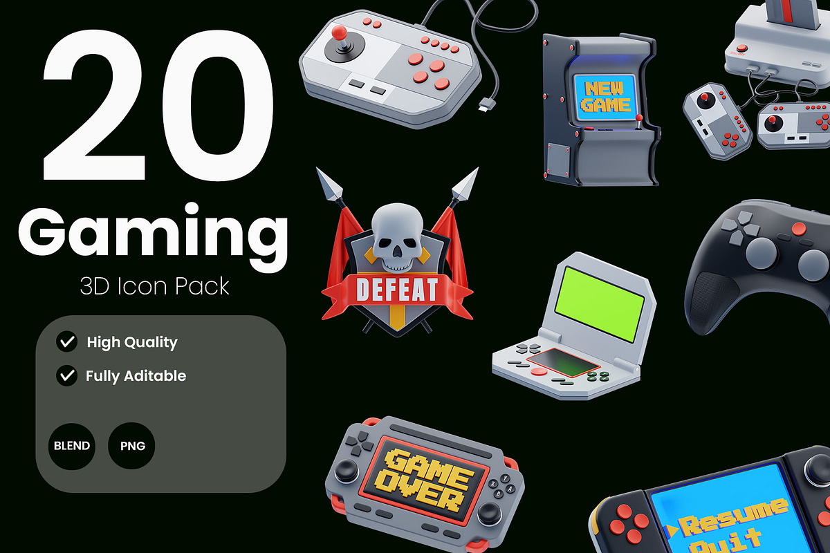 Gaming Equipment 3D Icon Pack, a 3D by baii09 (Photo 1 of 6)