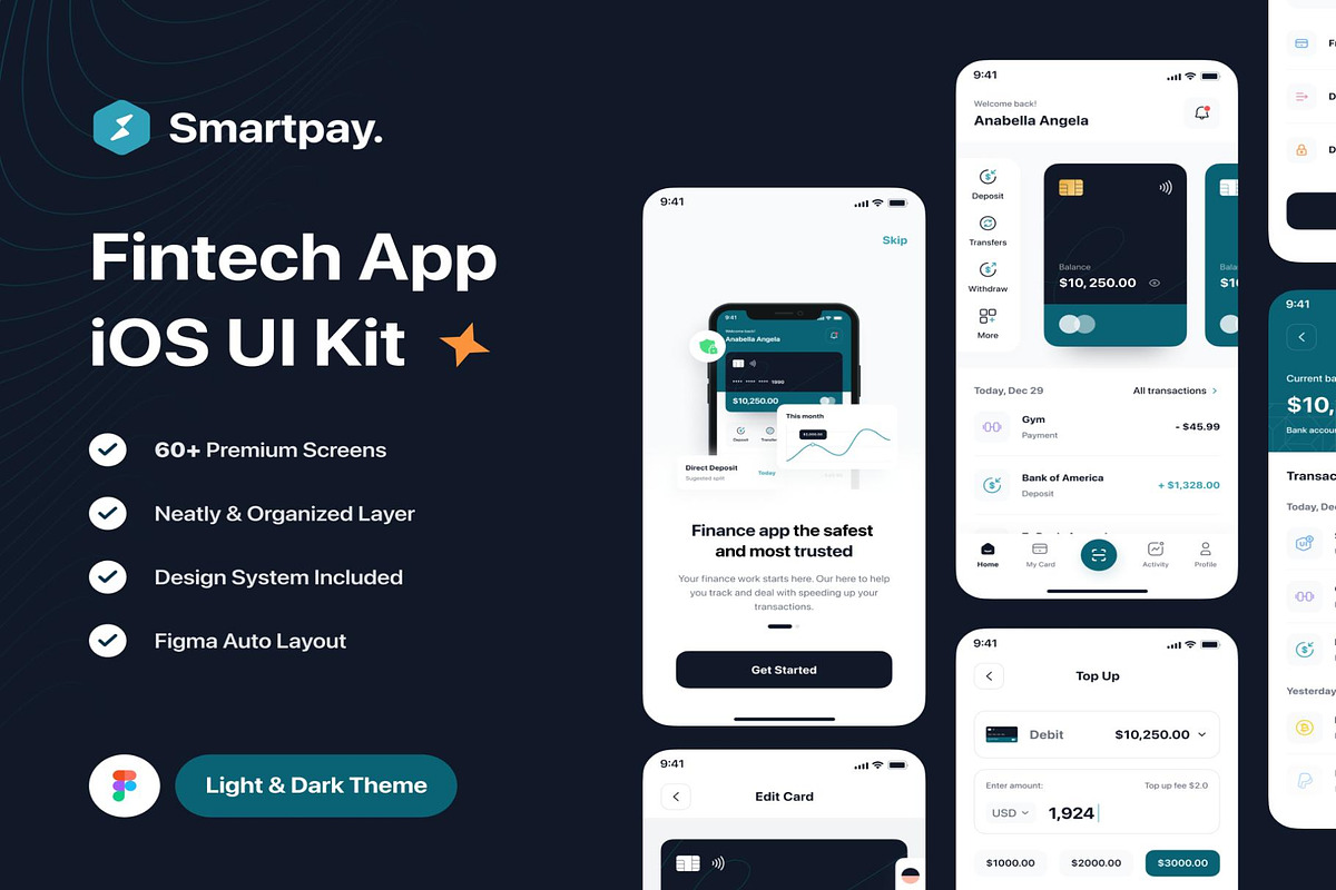 Smartpay - Fintech App iOS UI Kit, an UI Kit Template by Creative Perspective (Photo 1 of 6)