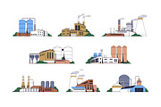 Factories, industry plants set, an Object Illustration by PaperTrident (Thumbnail 1 of 9)