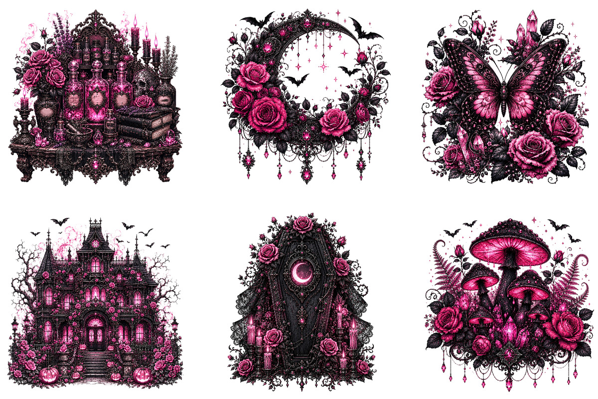 Pink Dark Halloween Cottagecore PNG, a Seasonal Illustration by Designworld (Photo 2 of 6)