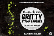 Gritty Stamp Brushes - Photoshop, a Brush Add-On by INKY STAMP BRUSHES (Thumbnail 1 of 10)