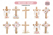 Cross And Flowers Watercolor Clipart, an Illustration by TatiMockup (Thumbnail 2 of 3)