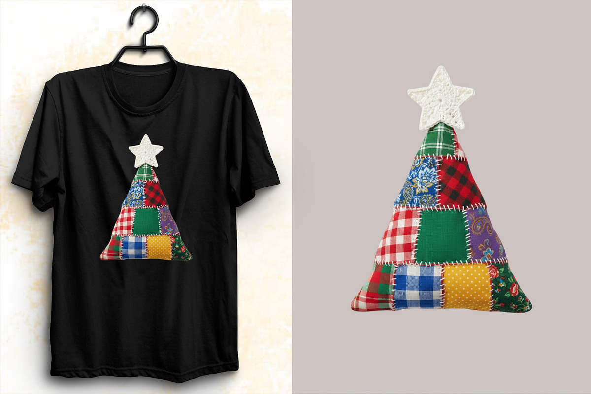 Vintage Retro Patchwork Christmas Tr, an Illustration by SVGArt (Photo 4 of 8)