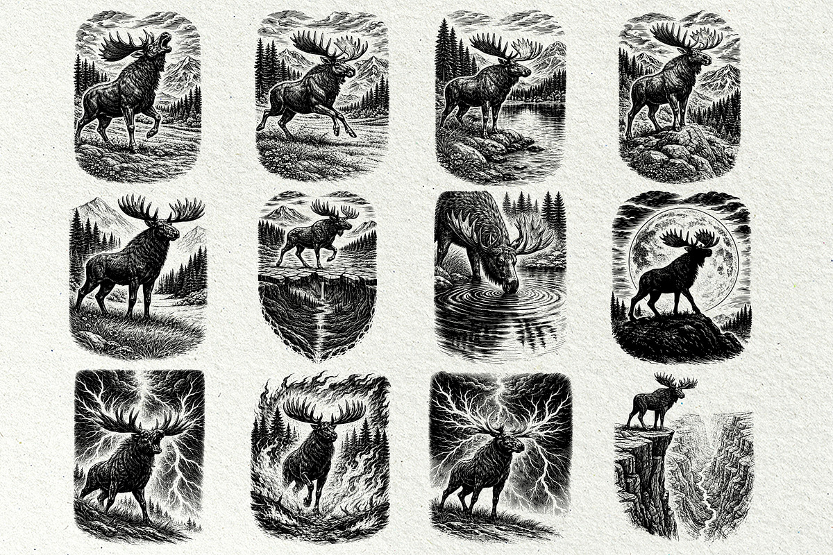 Moose Scenes SVG Graphics, an Animal Illustration by DENIDigitalArtSudio (Photo 2 of 6)