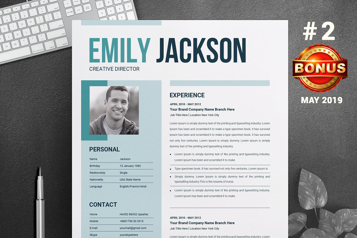 Resume/CV Bundle | 200+ for $29, a Resume Template by ResumeInventor (Photo 53 of 207)