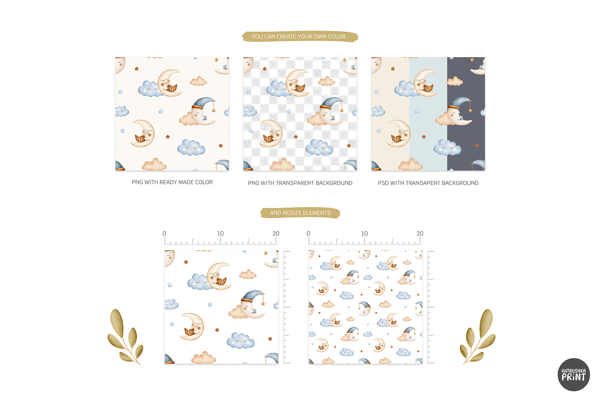 Good Night Baby Patterns Clipart, a Pattern Graphic by vatrushkaprint_store (Photo 3 of 10)