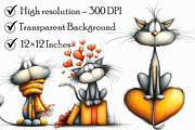 Whimsical Valentine Cats Clipart, an Illustration by Libby Wishes (Thumbnail 7 of 7)