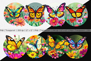 Wildflower Butterfly Clipart, a Graphic by Artnoy (Thumbnail 2 of 5)