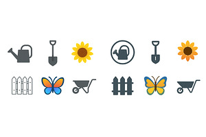 Gardening tools and butterflies, an Object Illustration by ZinetroN