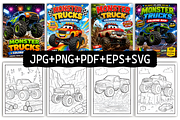 MONSTER TRUCK COLORING BOOK for KIDS, a Decorative Illustration by Coco Bloom (Thumbnail 2 of 3)