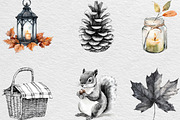 Black & White Autumn Clipart, an Illustration by Black Bird Studio (Thumbnail 6 of 6)