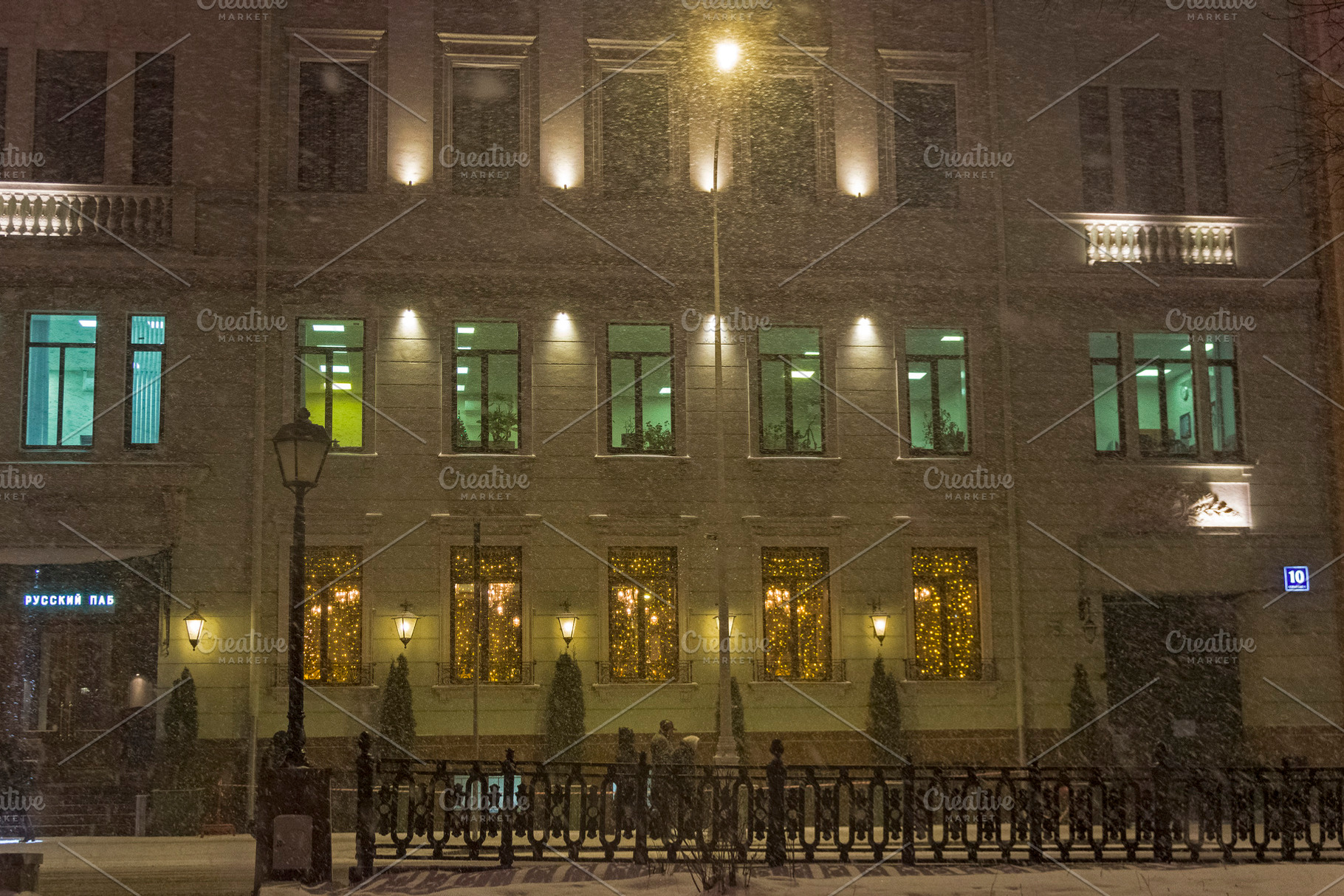 The illuminated facade of the house, an Architecture Photo by possum