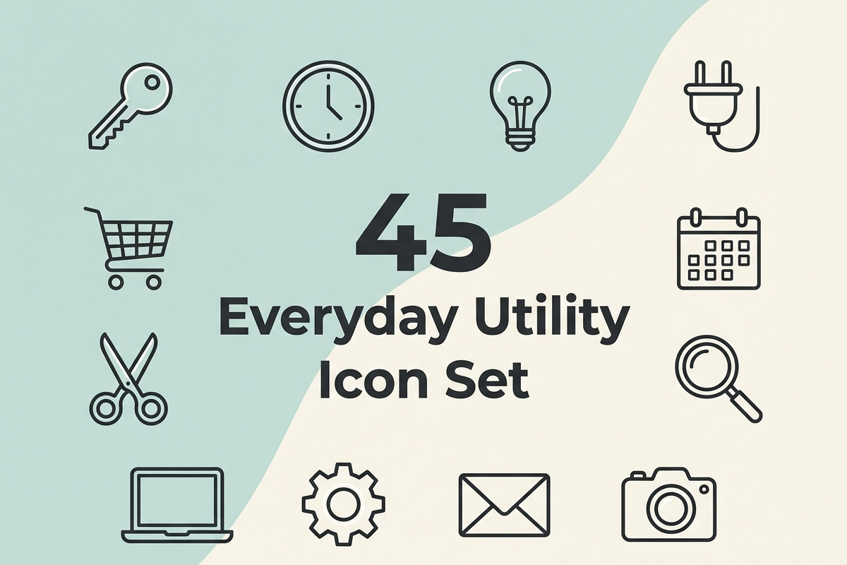 44 Everyday Utility Icon Set, an Outline Icon by adenpinkstore (Photo 1 of 20)