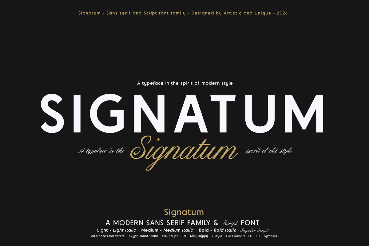Signatum - Font family, a Handwritten Font by Artistic & Unique (Photo 1 of 15)
