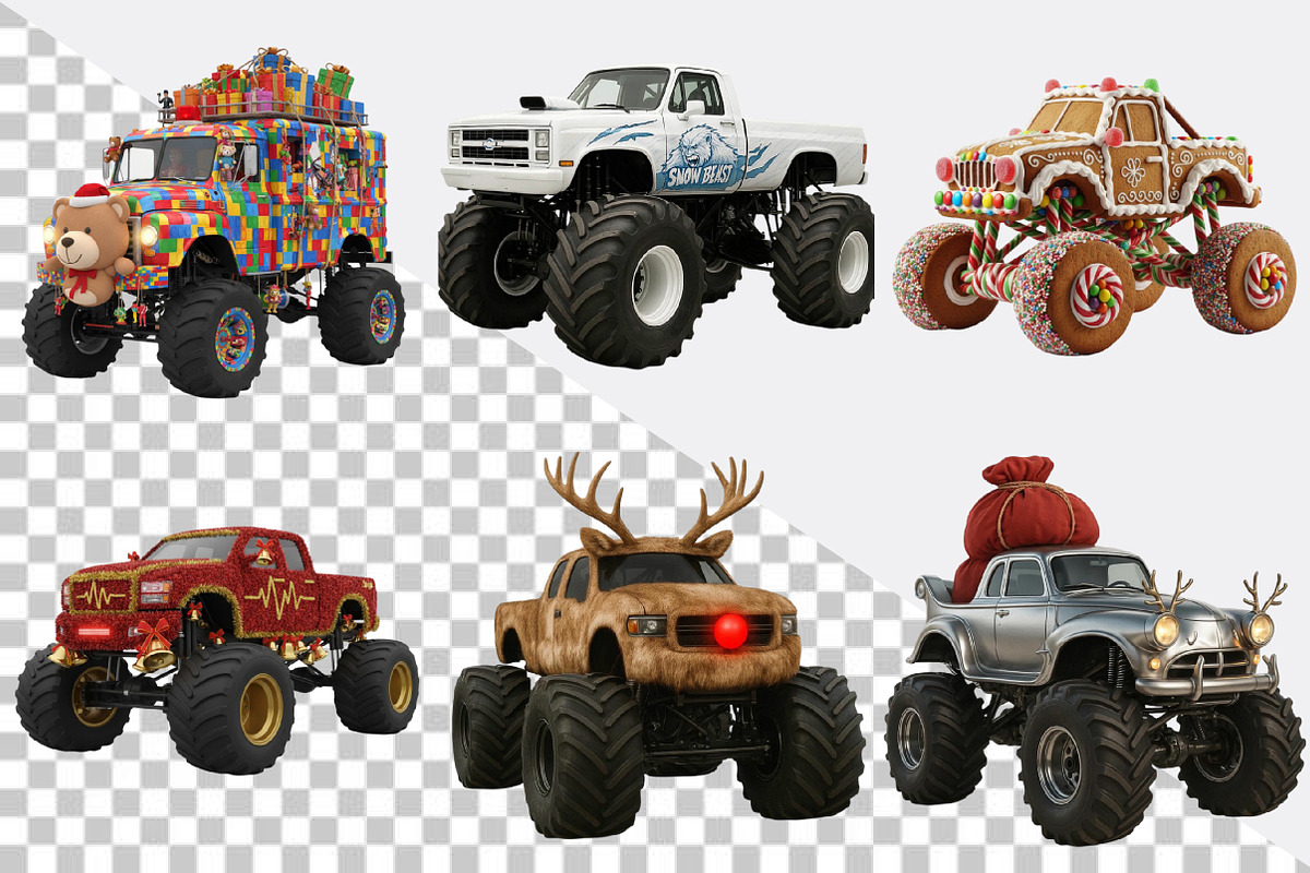 Christmas Monster Truck Sublimation, an Illustration by SVGArt (Photo 2 of 8)