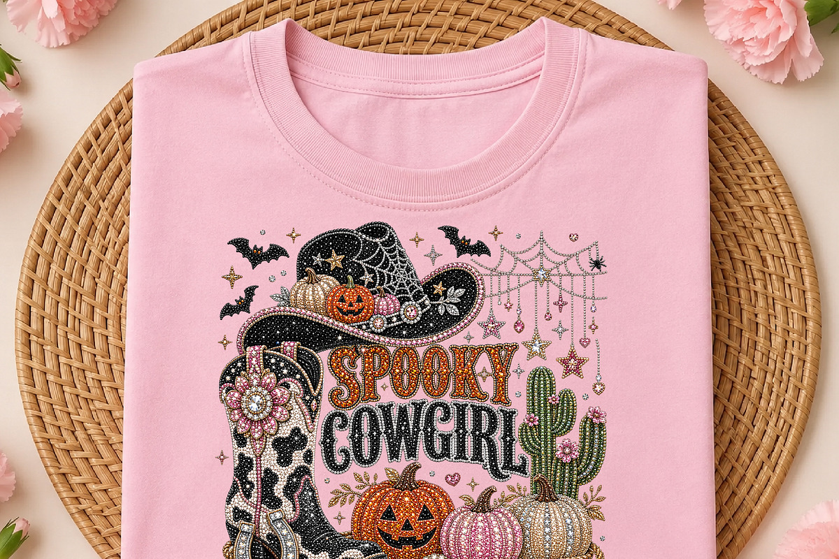 Rhinestone Western Spooky Cowgirl, a Seasonal Illustration by DreamCafeArt (Photo 2 of 6)