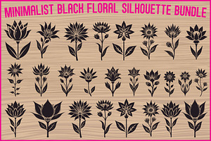 Black Floral Silhouette Set, an Illustration by balal