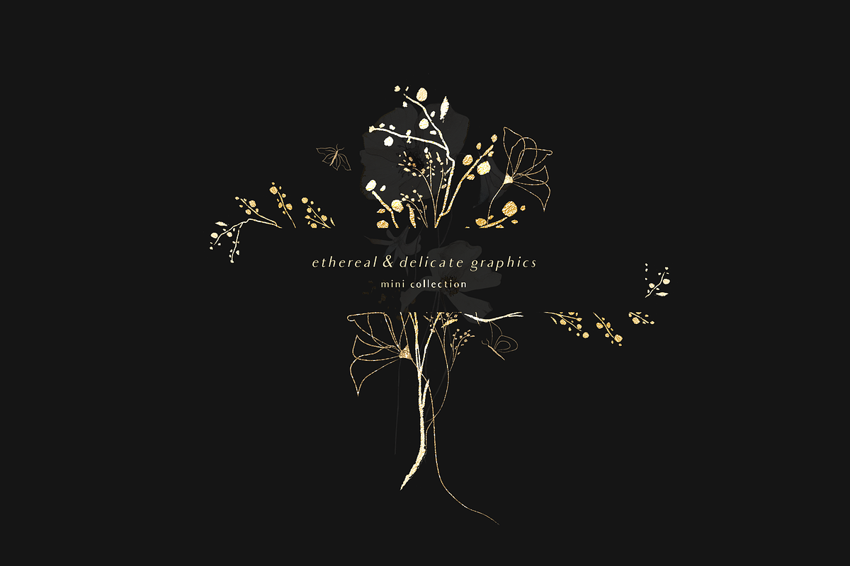 ETHEREAL floral & delicate gold set, an Illustration by Grace Noboa Illustrations (Photo 3 of 10)