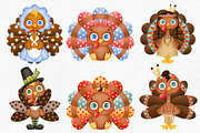 Thanksgiving Turkey Clipart, an Illustration by BonbonnyDesigns (Thumbnail 2 of 4)