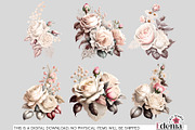 Vintage Romantic Flowers Cliparts, a Decorative Illustration by EdeniaArtStudio (Thumbnail 4 of 10)