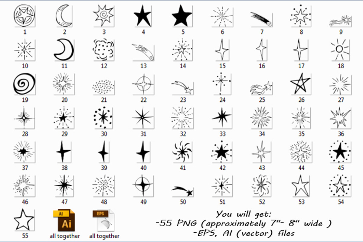 Doodle Stars Clipart, a Decorative Illustration by PassionPNGcreation (Photo 3 of 3)