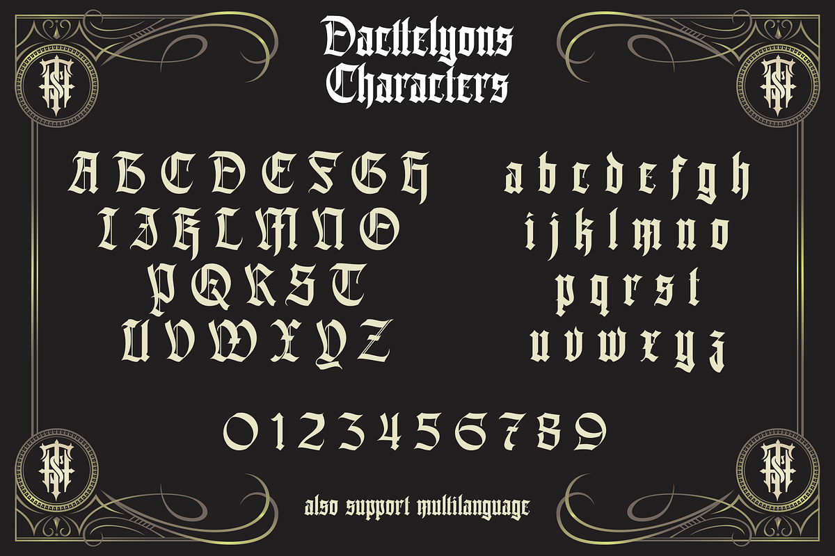 Dacttelyons + Extras, a Blackletter Font by Sitintahitam (Photo 7 of 8)