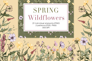 Spring Wildflowers. Seamless Pattern