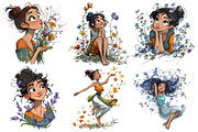 Floral Cute Girl Clipart, an Illustration by Pixels.Craft (Thumbnail 5 of 5)
