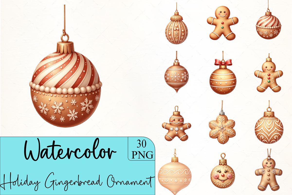 Holiday Gingerbread Ornament Clipart, an Illustration by CrexoraLab (Photo 1 of 5)