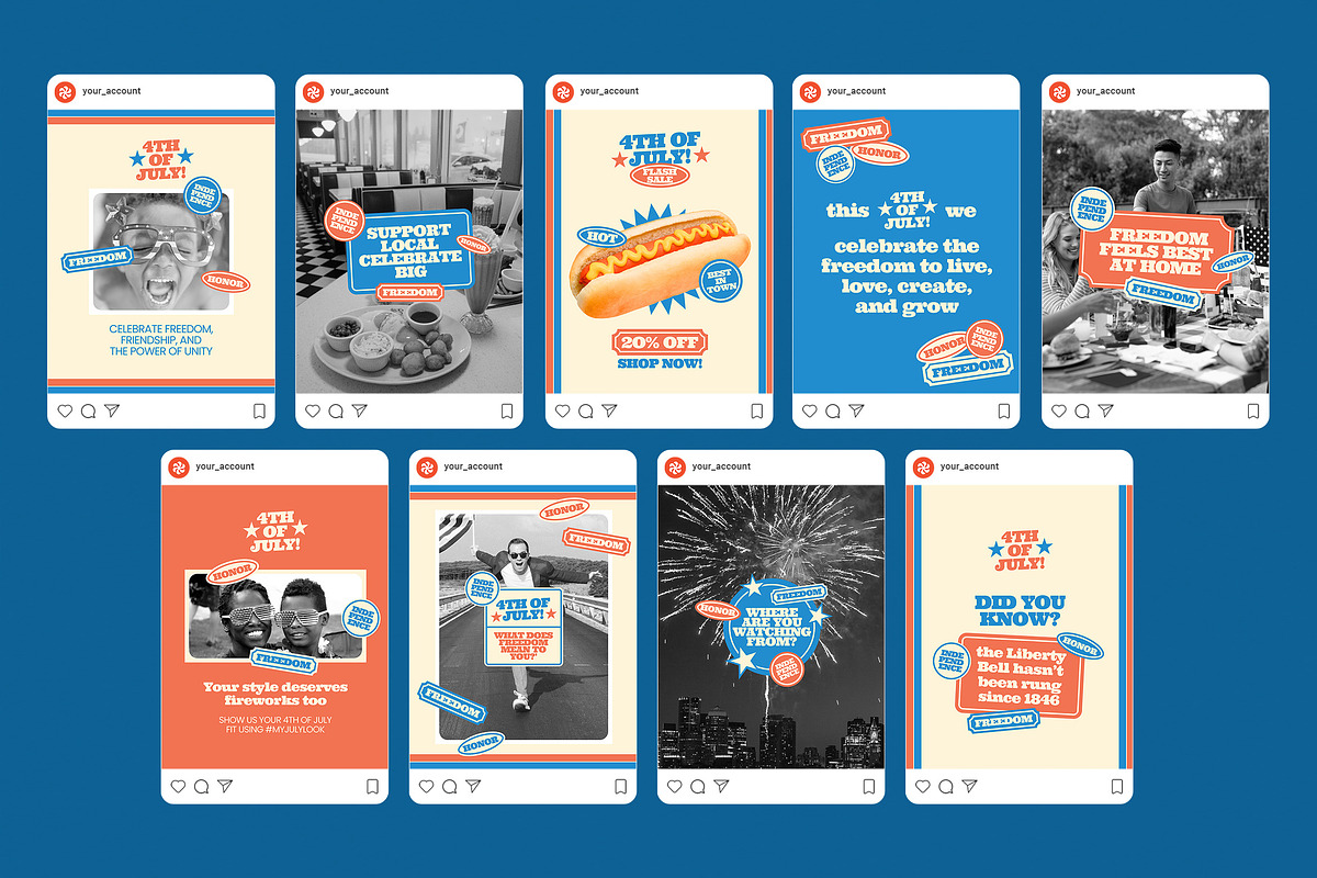 4th of July Instagram Templates, a Social Media Template by Supanium Studio (Photo 3 of 5)