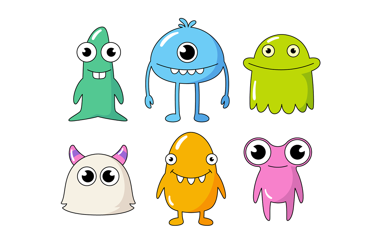 Cute comic cartoon stytle monsters, an Illustration by Cmeree