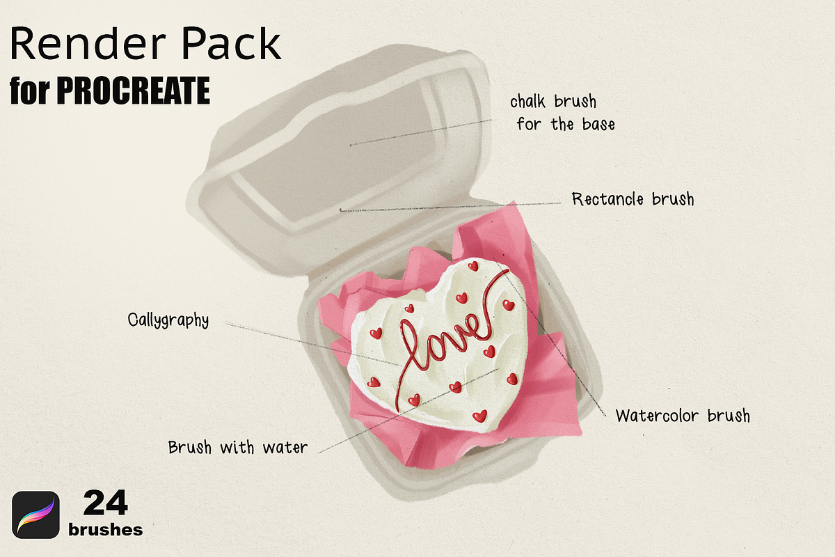Render Pack Procreate brushes, a Brush Add-On by Spark Studio Brushes (Photo 3 of 3)