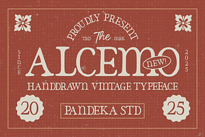 Alcemo - Hand-Drawn Vintage Serif, a Serif Font by Pandeka Studio