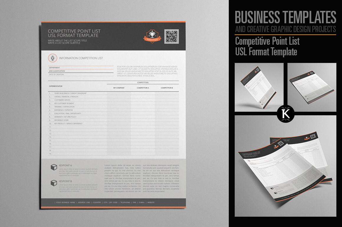 Competitive Point List USL Format, a Templates & Theme by Keboto