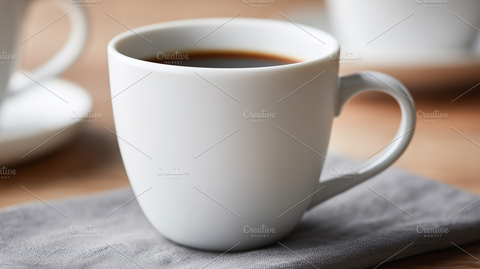 Blank white ceramic mug filled with, a Food & Drink Photo by MistyDay