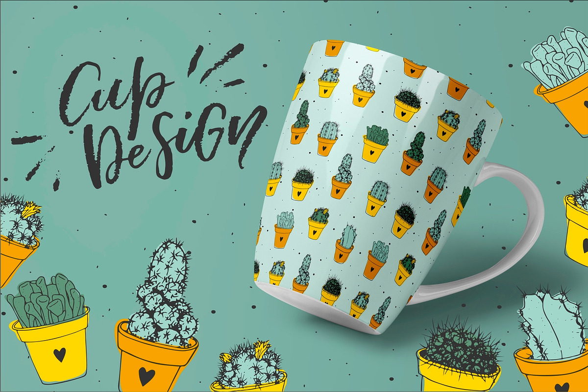 Handdrawn cactus vector set, a Pattern Graphic by ekzi.letters (Photo 4 of 4)