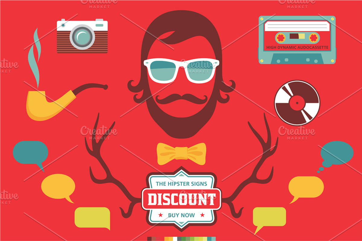 Hipster retro design vector elements, an Illustration by serkorkin
