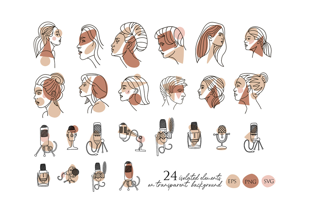 Line Art Vector Potraits with Mics, a Person Illustration by Lana Sham (Photo 7 of 8)