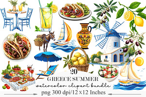 Greece Summer Clipart, an Illustration by Designking