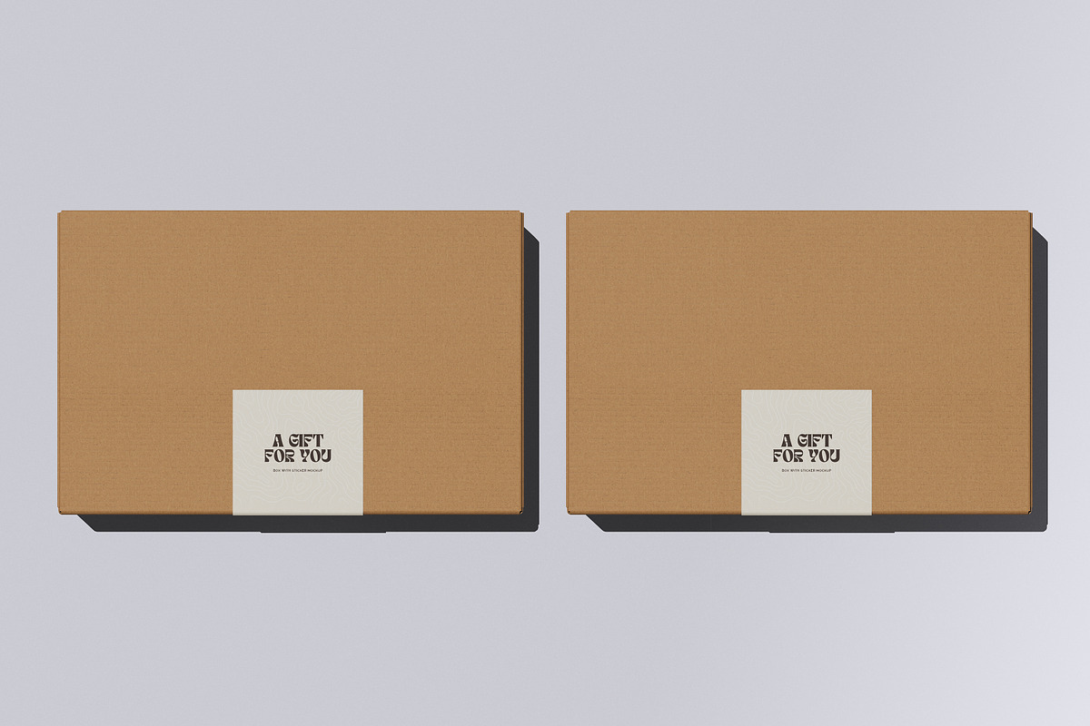 Box With Sticker Mockup, a Packaging Mockup by Riel Concept (Photo 4 of 8)