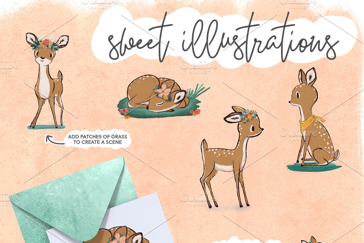 Sweet Baby Deer Illustrations, an Animal Illustration by Wooly Pronto (Photo 2 of 7)