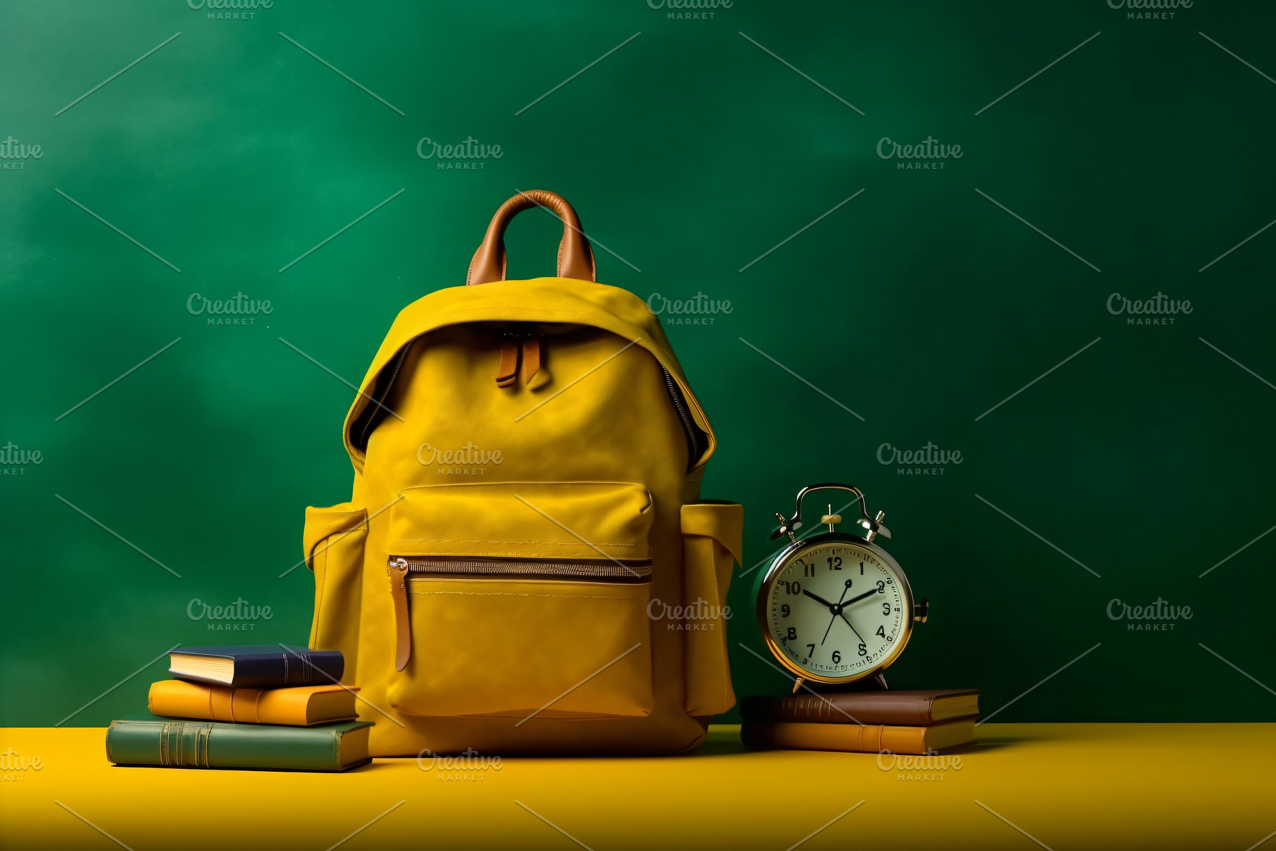Backpack clock and school supplies, a School & Education Photo by shahsoft