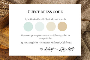Minimalist dress code attire card