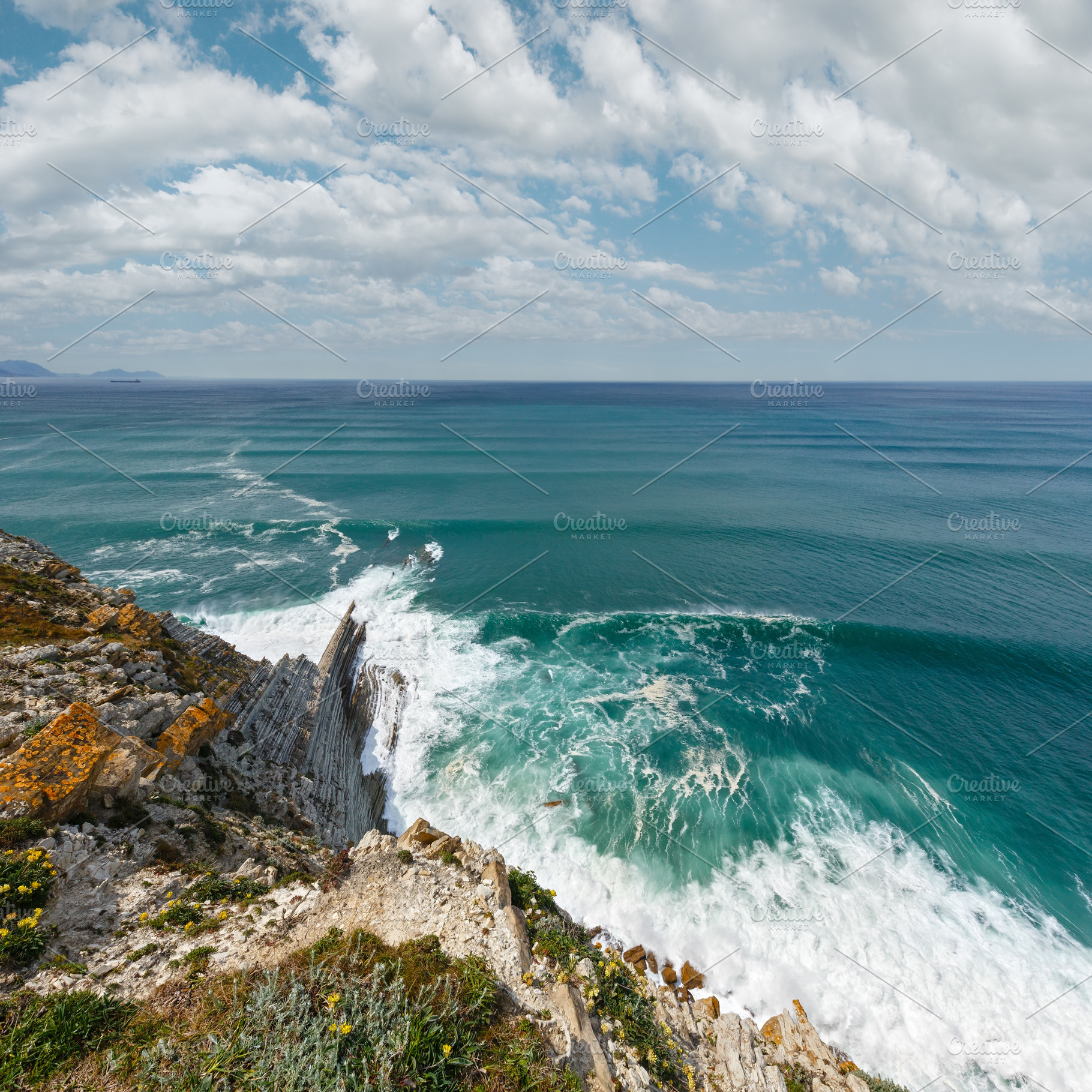 Summer ocean coastline view in Getxo town (Spain)., a Nature Photo by YuriyB