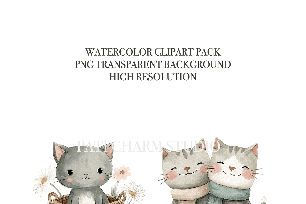 20 Sweet Cat Clipart, an Animal Illustration by Pati Charm Studio (Photo 5 of 8)