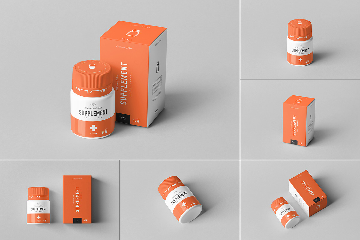 Supplement Jar & Box Mock-Up 10, a Cups & Container Mockup by Yogurt86