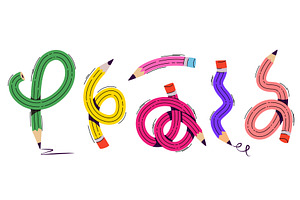 Cute twisted school pencils, an Illustration by art PVP - market