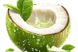 Refreshing Coconut Water Splashing G, a Food & Drink Photo by Pixeness Studio