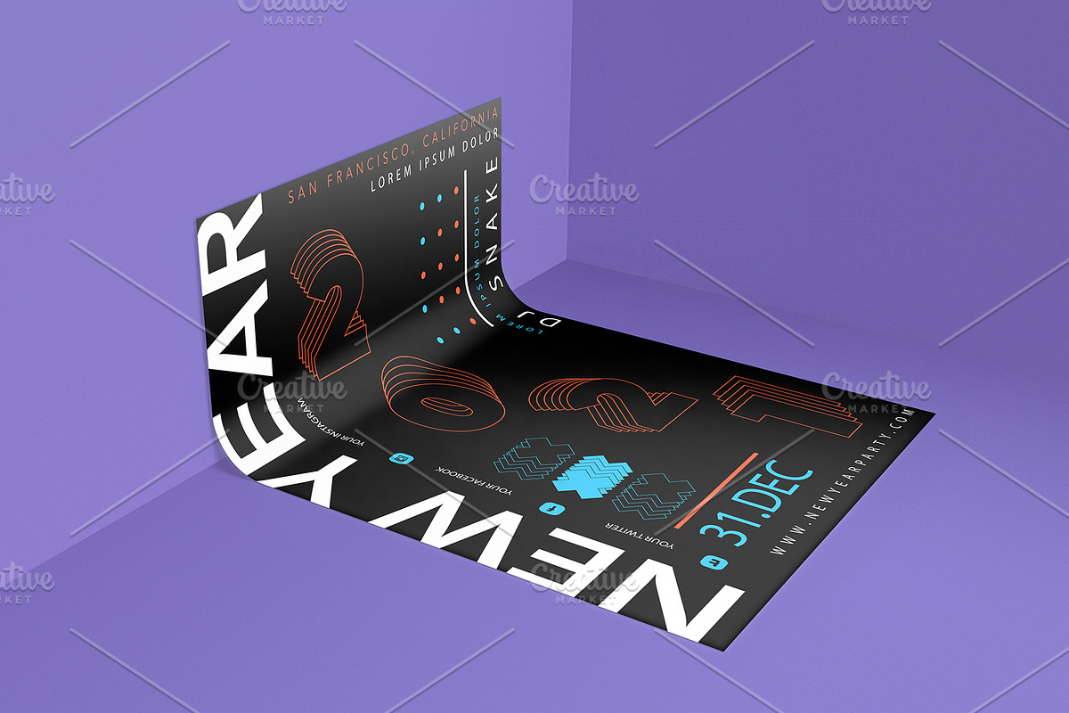 Realistic 3D Poster PSD Mockup, a Print Template by Sinlatown (Photo 2 of 5)
