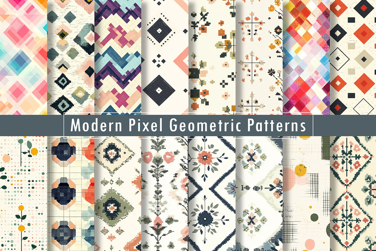 Modern Pixel Geometric Patterns, a Texture Graphic by Dream Creation (Photo 1 of 7)